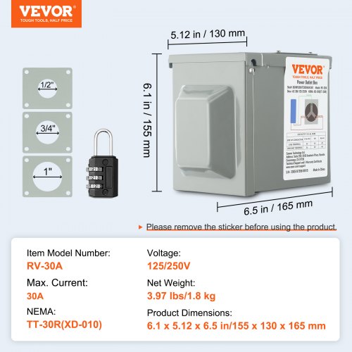 30 Amp RV Power Outlet Box 125250 Volt Enclosed Lockable Outdoor RV