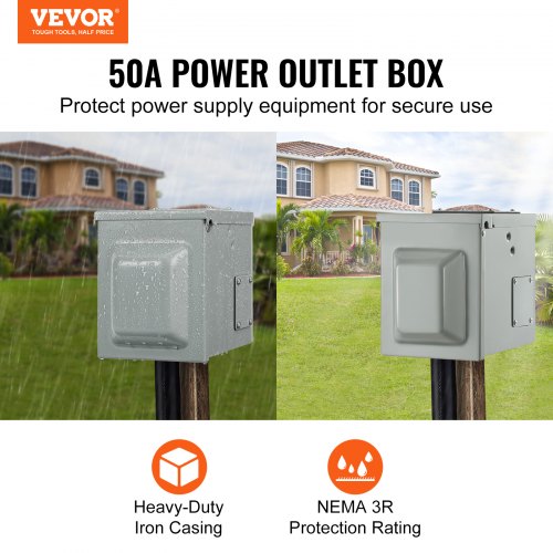 50 Amp RV Power Outlet Box 125250 Volt Enclosed Lockable Outdoor RV