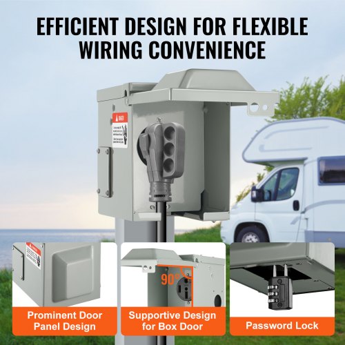 50 Amp RV Power Outlet Box 125250 Volt Enclosed Lockable Outdoor RV