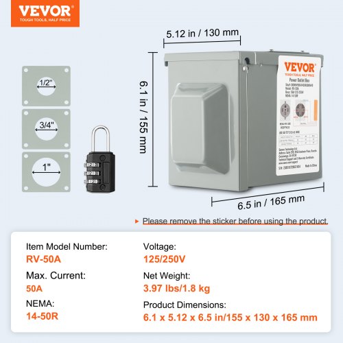 50 Amp RV Power Outlet Box 125250 Volt Enclosed Lockable Outdoor RV