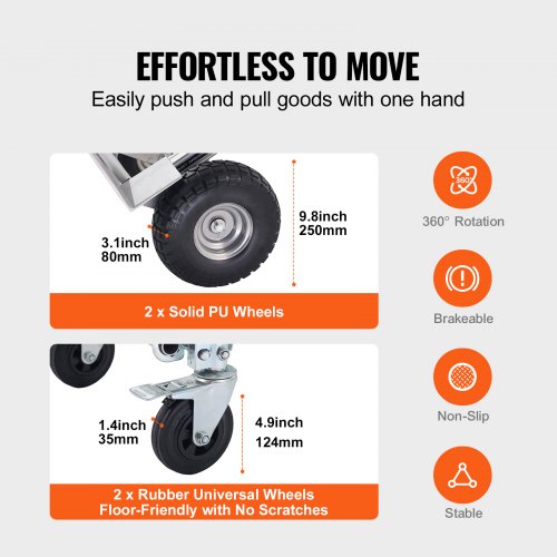 Aluminum Folding Hand Truck 4 in 1 Design 1000 lbs Capacity Heavy Duty