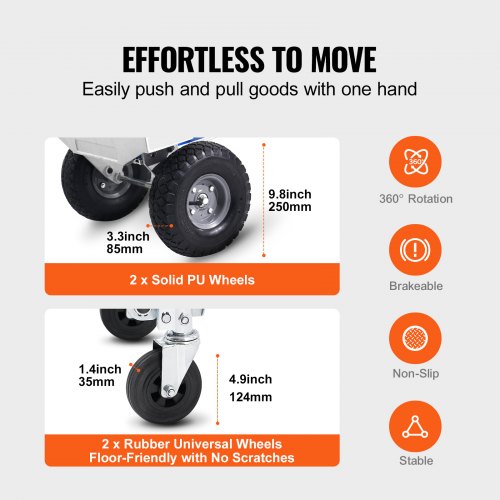 Aluminum Hand Truck 2 in 1 800 lbs Load Capacity Heavy Duty Industrial