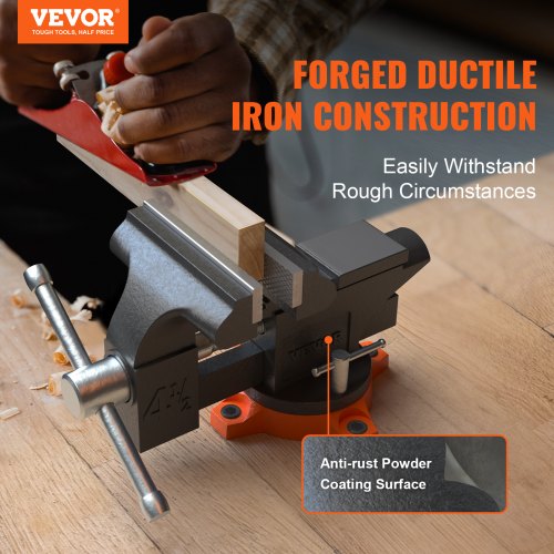 45 Bench Vise w Anvil 240°Swivel Base Heavy Duty Multipurpose Vise – 10 L