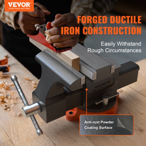 65 Bench Vise w 360°Swivel Locking Base Twoway Jaw Ductile Iron – 28 L