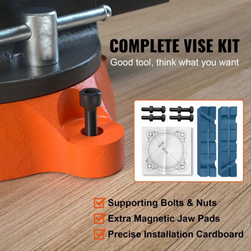 65 Bench Vise w 360°Swivel Locking Base Twoway Jaw Ductile Iron – 28 L