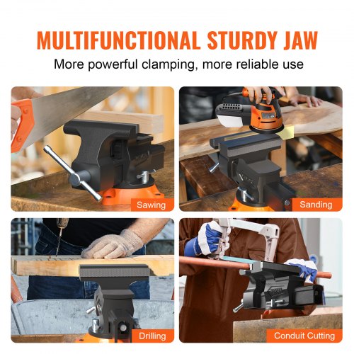 65 Bench Vise w 360°Swivel Locking Base Twoway Jaw Ductile Iron – 28 L