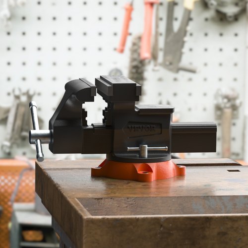 65 Bench Vise w 360°Swivel Locking Base Twoway Jaw Ductile Iron – 28 L