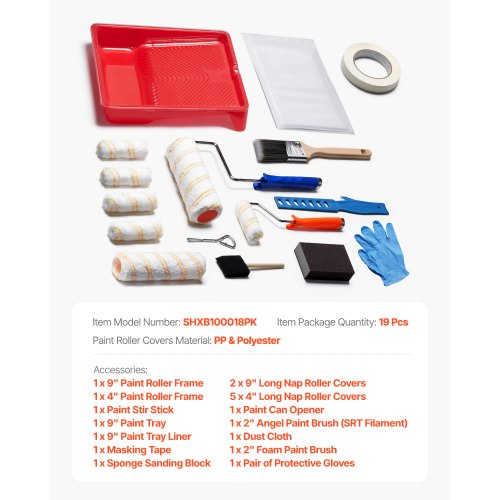 Paint Roller Kit 19 Piece Paint Roller Set 4 and 9 Paint Rollers with 38