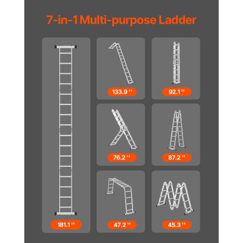 MultiPurpose Folding Ladder 7in1 Tall Extension Step Ladder A Frame 4