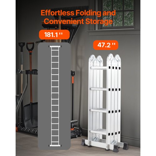 MultiPurpose Folding Ladder 7in1 Tall Extension Step Ladder A Frame 4