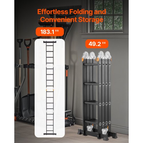 MultiPurpose Folding Ladder 7in1 Tall Extension Step Ladder A Frame 4