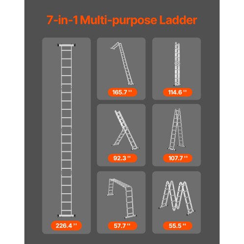 MultiPurpose Folding Ladder 7in1 Tall Extension Step Ladder A Frame 5