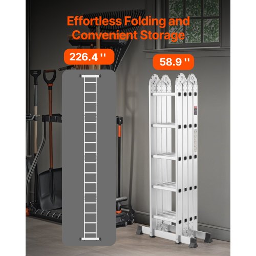 MultiPurpose Folding Ladder 7in1 Tall Extension Step Ladder A Frame 5
