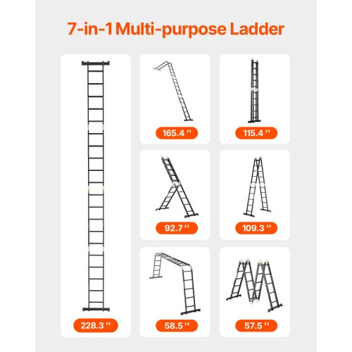 MultiPurpose Folding Ladder 7in1 Tall Extension Step Ladder A Frame 5