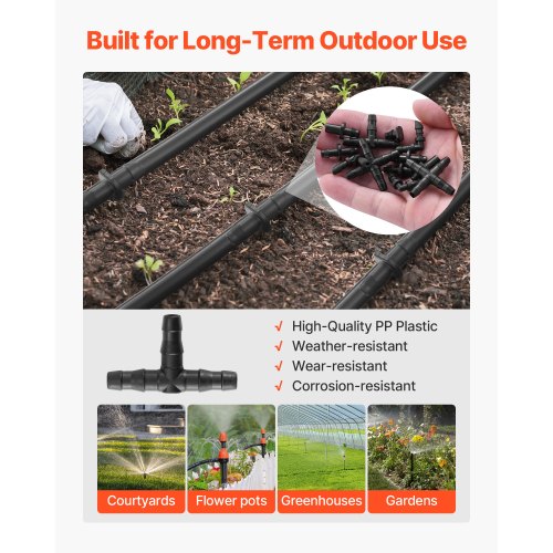 Drip Irrigation Fittings Kit For 1/4 Tubing 300 Pcs System Parts Tees Straight