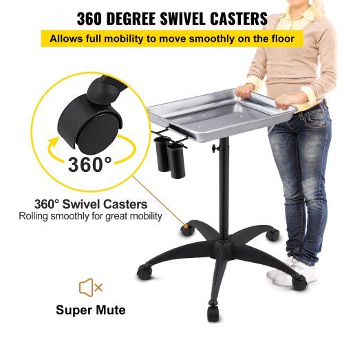 Mayo Stand Medical Tray Height Adjustable Stainless Steel Salon Tray Easy