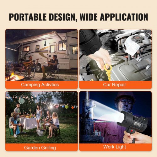 Rechargeable Spotlight Flashlight 200000 Lumens IP67 Waterproof Handheld