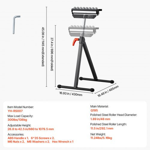 Roller Stand 300 lb Load Capacity 268425 in Adjustable Height Folding
