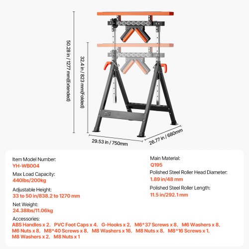 4in1 Roller Stand 440 lb Load Capacity 3350 in Adjustable Height