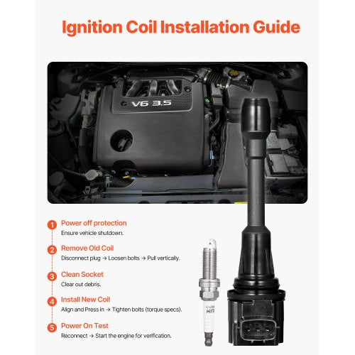Ignition Coil Pack and Spark Plugs Set of 4 Compatible with Nissan Altima