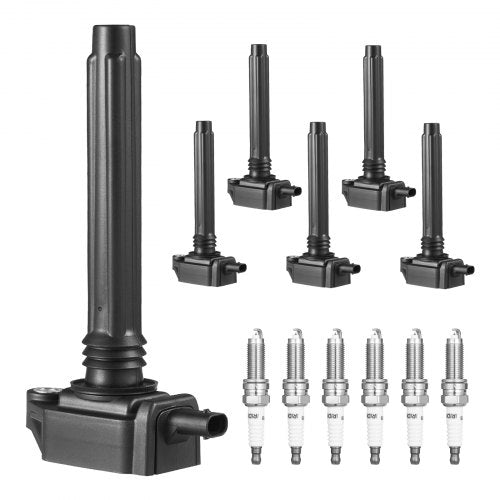 Ignition Coil Pack and Spark Plugs Set of 6 Compatible with Dodge Grand