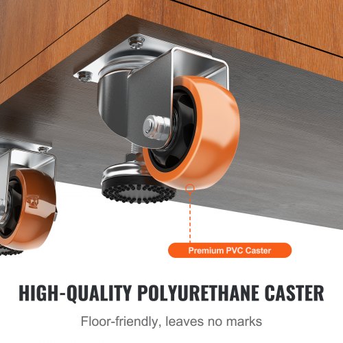 Leveling Casters Set of 4 720 lbs Total Load Capacity 3 inches Diameter