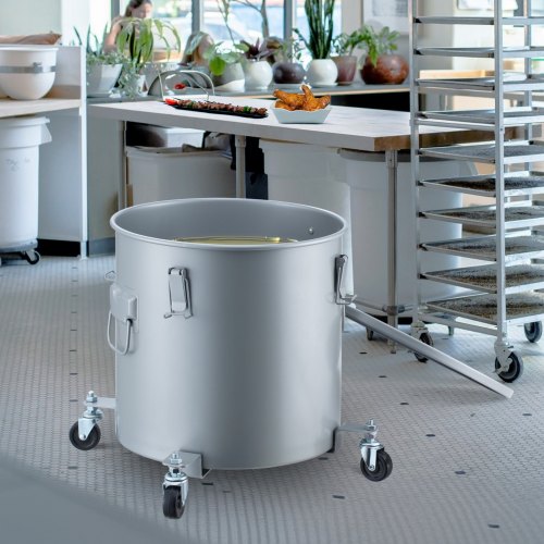 Fryer Grease Bucket 16 Gal Oil Disposal Caddy With Caster Base Carbon Steel
