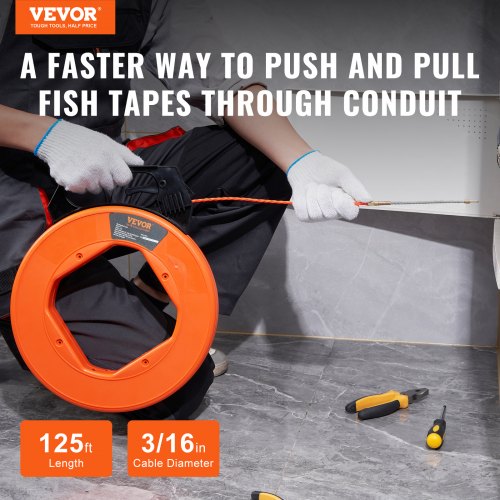 Fish Tape 125foot 316inch PET Wire Puller with Optimized Housing and Handle
