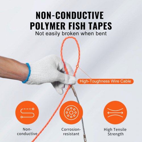 Fish Tape 125foot 316inch PET Wire Puller with Optimized Housing and Handle