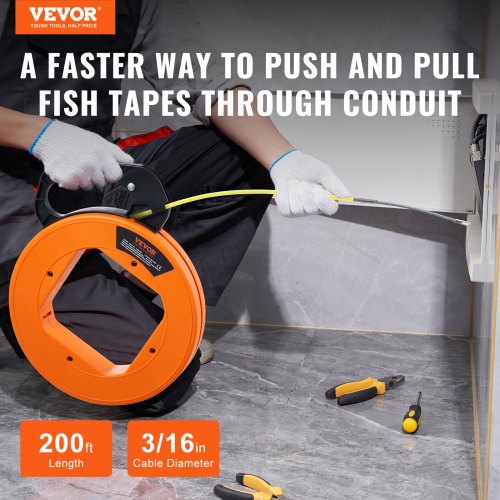 Fish Tape 200 ft 316inch Fiberglass Wire Puller with Optimized Housing