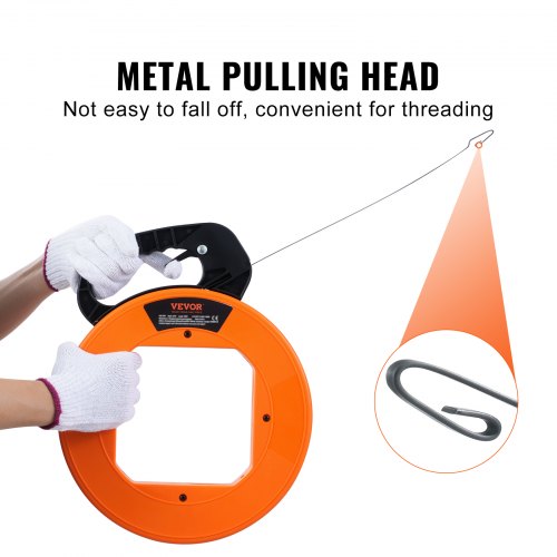 Fish Tape 120foot 18inch Steel Wire Puller with Optimized Housing and Handle