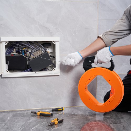 Fish Tape 120foot 18inch Steel Wire Puller with Optimized Housing and Handle