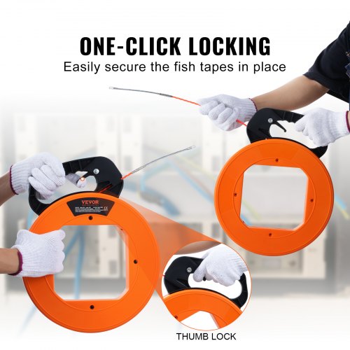 Fish Tape Wire Cable Line Puller 100 ft 14 in PET with High Plastic Case