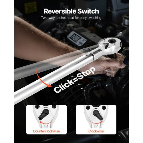 Click Torque Wrench 34 Inch Drive 100600 Lbfft 136814Nm Dualdirection Set With