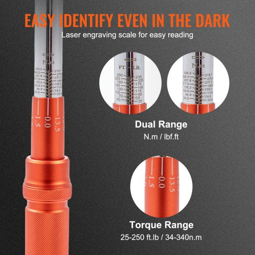 Torque Wrench 12inch Drive Click Torque Wrench 20250ftlb34340nm