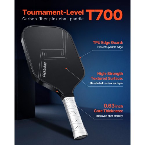 Pickleball Paddle T700 Carbon Fiber Surface Honeycomb Core Professional