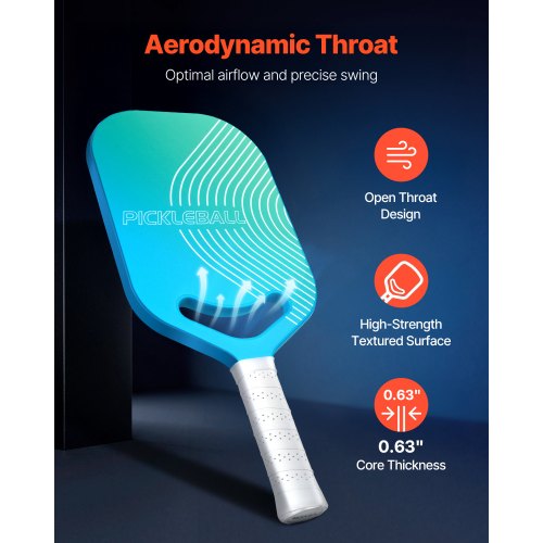 Pickleball Paddle with Aero Throat T700 Carbon Fiber Surface Honeycomb