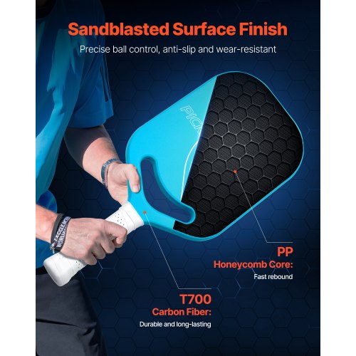 Pickleball Paddle with Aero Throat T700 Carbon Fiber Surface Honeycomb