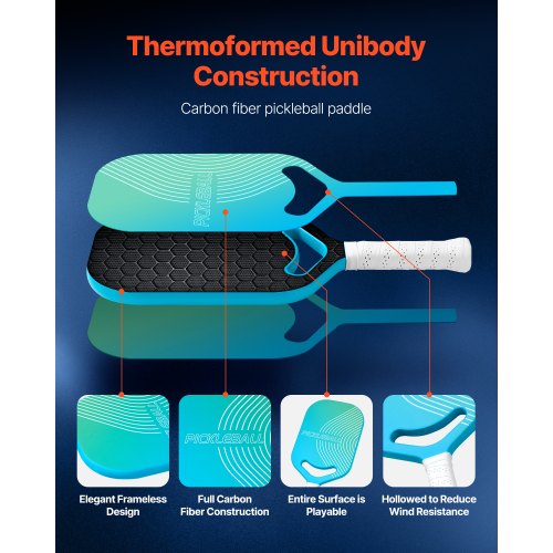 Pickleball Paddle with Aero Throat T700 Carbon Fiber Surface Honeycomb