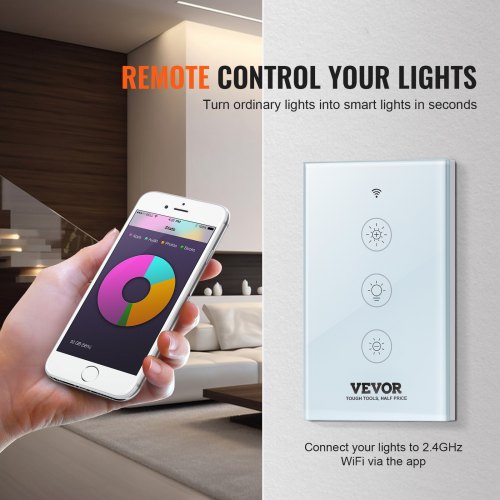 2PCS WiFi Smart Light Dimmer Switch 100250V AC WiFi 24GHz 15 to 85