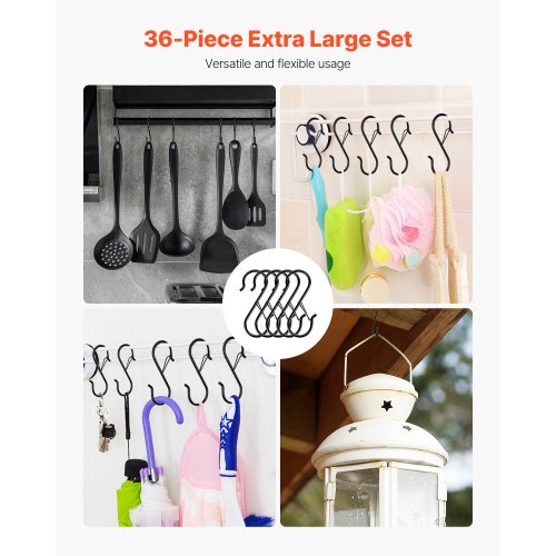 S Hooks 36 Pack 3968 Lbs Capacity For Bars Up To 085 Inch Shaped With Safety
