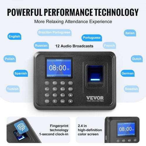 Time Clock Fingerprint Time Clocks for Employees Small Business Biometric