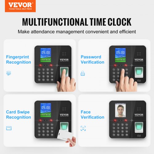 Time Clocks for Employees Small Business with Face Fingerprint RFID and PIN