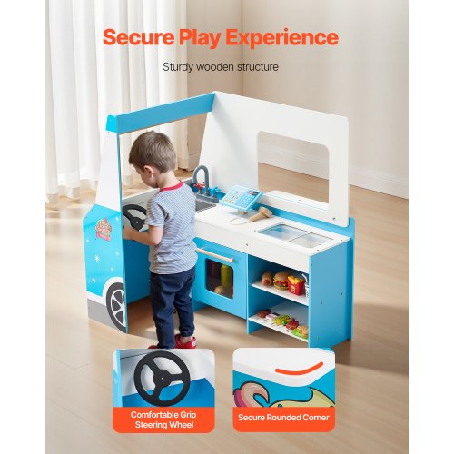 Ice Cream Cart for Kids 20 PCS Ice Cream Truck Wooden Playset Pretend