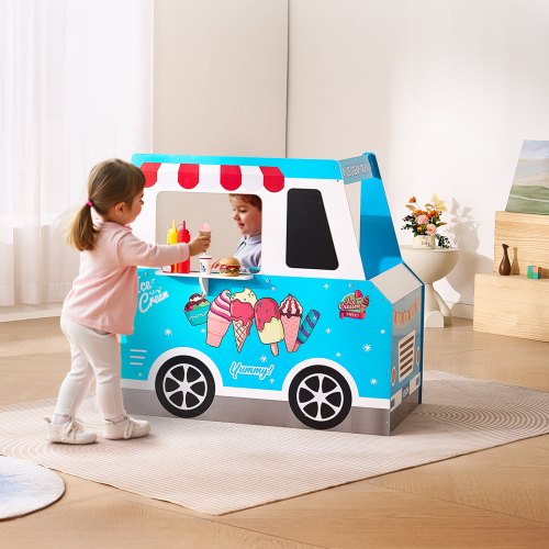 Ice Cream Cart for Kids 20 PCS Ice Cream Truck Wooden Playset Pretend