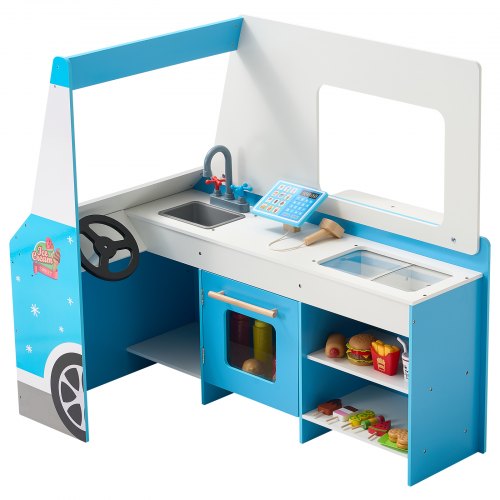 Ice Cream Cart for Kids 20 PCS Ice Cream Truck Wooden Playset Pretend