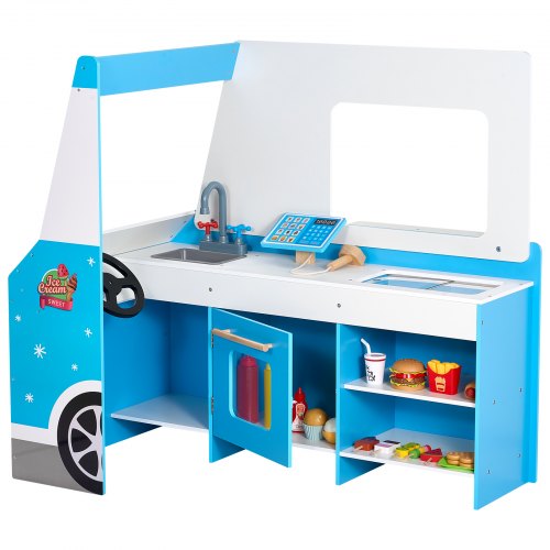 Ice Cream Cart for Kids 20 PCS Ice Cream Truck Wooden Playset Pretend