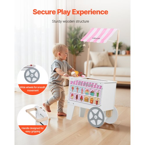 Ice Cream Cart for Kids 20 PCS Accessories Pretend Play Ice Cream Shop