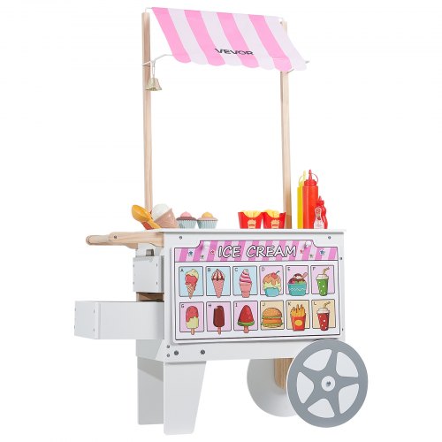 Ice Cream Cart for Kids 20 PCS Accessories Pretend Play Ice Cream Shop