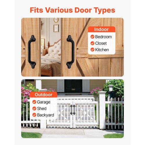Barn Door Handle 2Pcs 9 In Rustic Fence Gate Rustresistant Coating Heavy Duty